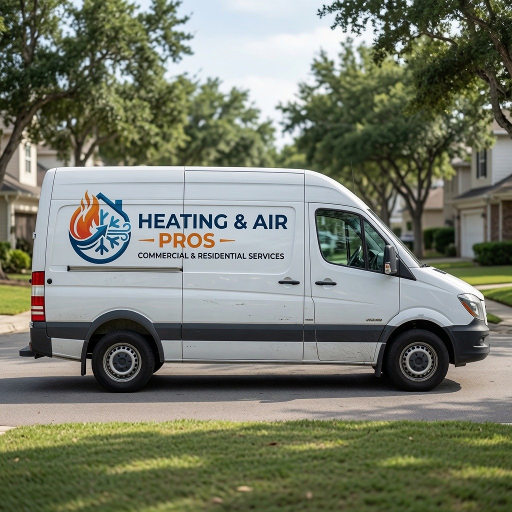 Local heating and air service van serving Firestone
